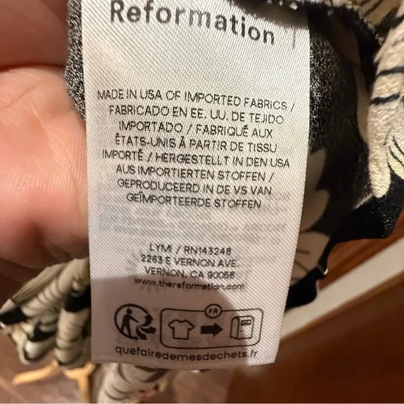 💋Reformation Black and Cream Floral Midi Dress. Size M - Picture 11 of 12